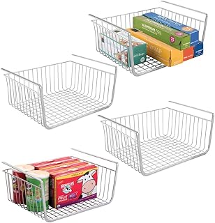 Ensemble de 4 paniers sous étagère mdesign - grands paniers en fil métallique pour le rangement de la cuisine - panier de rangement suspendu parfait pour les garde-manger et les placards - chrome. Diaytar Sénégal : Qualité garantie, prix imbattables, livraison rapide