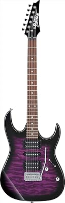 Guitare électrique solid body 6 cordes egrx, droite, sunburst violet, complète (grx70qatvt)