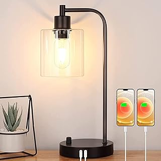 Lampe de table industrielle avec 2 ports usb lampe de lecture moderne