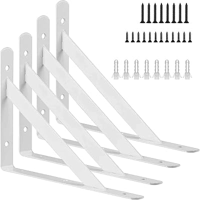 Supports d'étagère kersali de 12 pouces, supports d'étagère robustes en forme de l