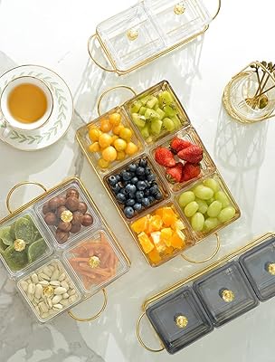 Bol de service aux fruits, bonbons, salade, noix, plateau de rangement avec couvercle