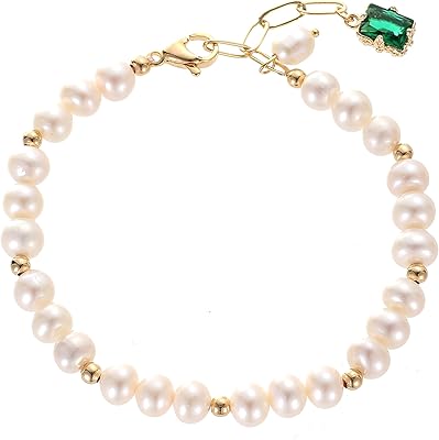 Bracelet de perles naturelles pour femme bracelet blanches et d'émeraude
