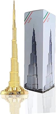 Ornement de modèle architectural burj khalifa, souvenir en alliage d'or, décoration de modèle