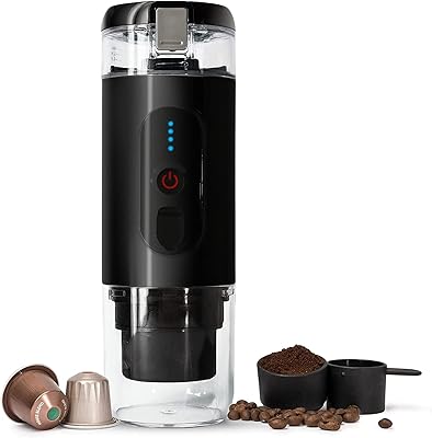 Cafetière expresso portable 18 bars 12v pour voiture compatible avec capsules moulues