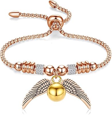 Harry potter bracelet à breloques ailes en acier inoxydable doré pour femmes