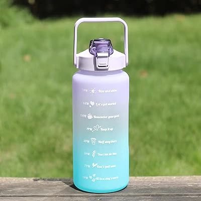 Grande bouteille d'eau de motivation en plastique tritan de 2 l avec marqueurs