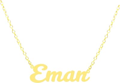 Collier plaqué or 21 carats portant le nom iman, plaqué or, sans pierres