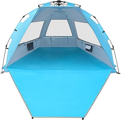 Tente de plage pop-up de luxe xl pour 3-4 personnes protection uv sol