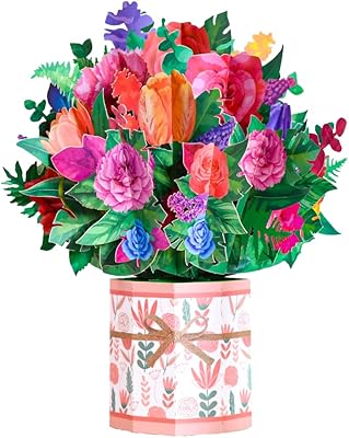 Carte bouquet pop-up de voeux, cartes pop-up en papier de 9", roses