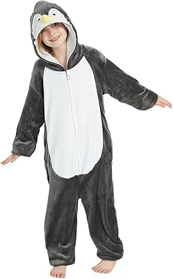 Pyjama une pièce en peluche en forme de pingouin pour enfants filles adapté