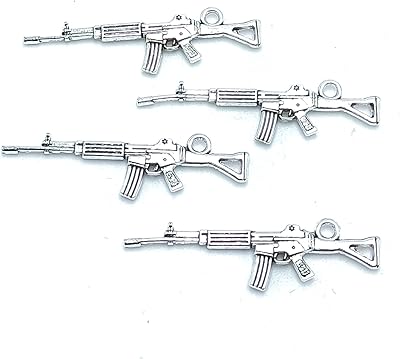 30 pièces breloque tibétaine en argent mitraillette pistolet pendentif colliers, pour bricolage boucle