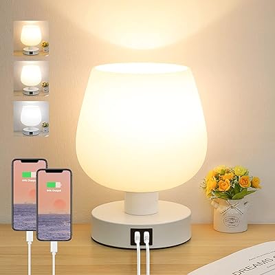 Lampe de table de chevet tactile avec 2 ports usb, petite lampe