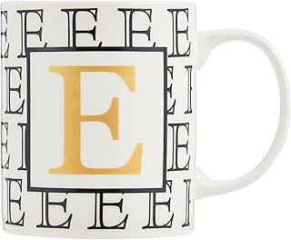 Tasse en céramique imprimée lettre e en porcelaine peu profonde pour thé