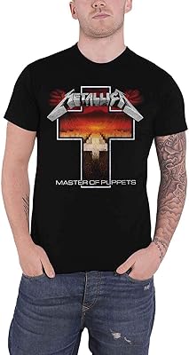 T-shirt officiel avec logo à bande croisée master of puppets pour hommes, noir