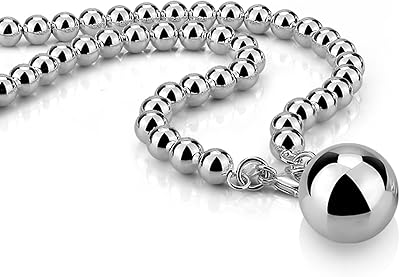 H&beautimer collier classique en argent sterling 925 massif pour femme chaîne de perles