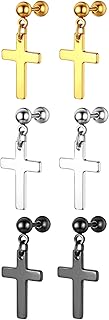 Ensemble de boucles d'oreilles pendantes en forme de croix pour hommes et femmes