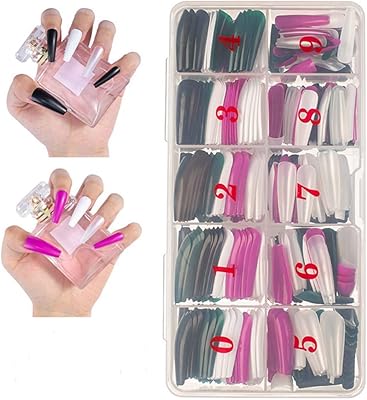 Autewa 500 pièces design cercueil extra long press on faux ongles ensemble acrylique