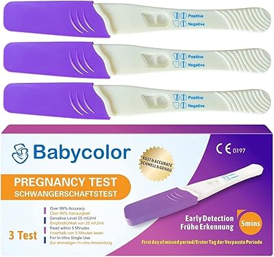 Test de grossesse babycolor, détection précoce de grossesse hcg, pack de 3, résultat