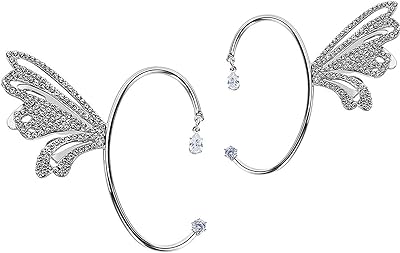 Boucles d'oreilles à tige en forme d'aile de papillon en zircone cubique, clip