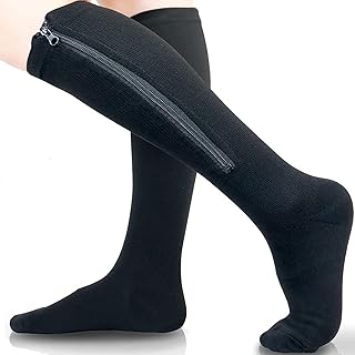 Chaussettes de compression à fermeture éclair 15-20 mmhg pour femmes et hommes
