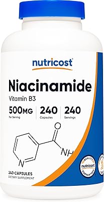 Vitamine b3 niacinamide 500 mg, 240 gélules - sans ogm, sans gluten, flush