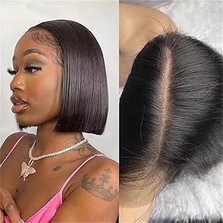 Perruque bob lace front wig transparente brésilienne rina cheveux humains courts