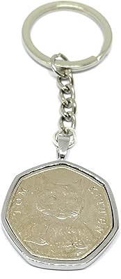 Porte-clés beatrix potter 50p tom kitten en plaqué argent - pièce en circulation
