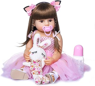 Poupée bébé reborn réaliste en silicone de 22 pouces, jolie poupée de bain
