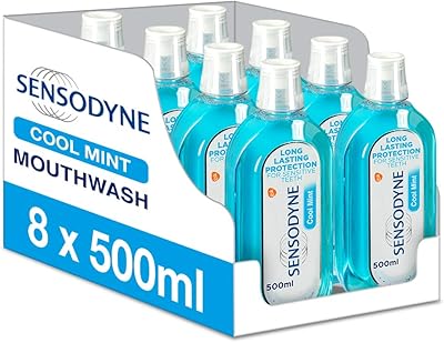 Rince de bouche sensodyne sensitive, rince-bouche sans alcool, saveur de menthe rafraîchissante, 500