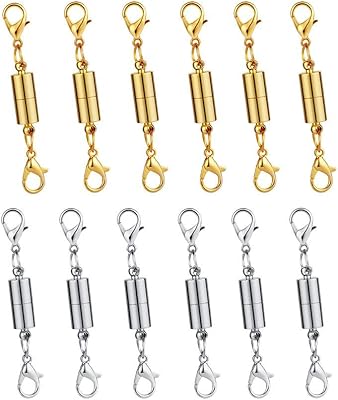 Alykdon 12 pièces pinces de collier magnétiques en argent doré, fermoirs de bracelet