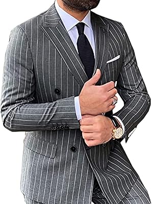Costume rayé deux pièces coupe régulière pour hommes, blazer et pantalon à double