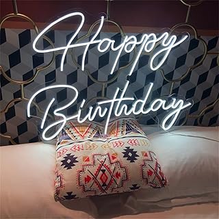 Raaxola néon led enneigé joyeux anniversaire signes usb alimenté lumière acrylique