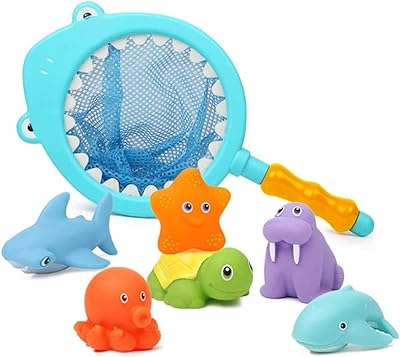 7 pièces jouets de bain pour bébé, jouets d'aquarium avec pulvérisation et sons