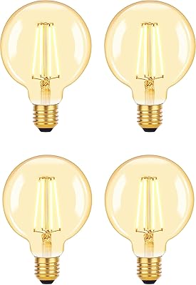 4 ampoules led classiques g95 6w e27 edison sans vis à