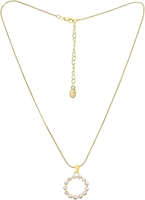 Collier en cuivre plaqué or 24 carats avec cristaux transparents aux couleurs
