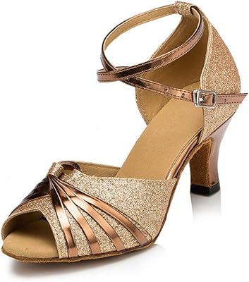 Chaussures de danse salsa latine pour femmes talons brillants à paillettes