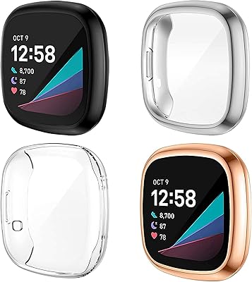 Étui de protection pour montre intelligente delfino étui d'écran compatible avec fitbit sense