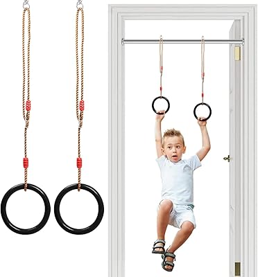 Anneaux de gymnastique pour enfants, anneaux de traction d'escalade pour bébé avec boucle réglable, anneau de suspension à la main intérieure, barre de balançoire antidérapante pour enfants, entraînement de fitness à domicile. Diaytar Sénégal : Achetez plus, dépensez moins