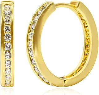 Boucles d'oreilles créoles plaquées or 18 carats pour femme, mm, cuivre, zircone cubique