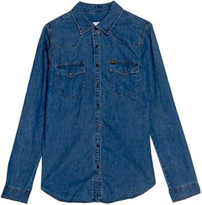 Chemise bleue à col mixte femme