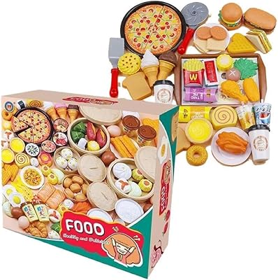 Amerter 88 pièces ensemble de jeu de restauration rapide, accessoires de jeu, jouet, y compris frites, hamburger, coca, crème glacée, coffret cadeau assorti pour les tout-petits. Diaytar Sénégal : Des promotions qui ont du sens