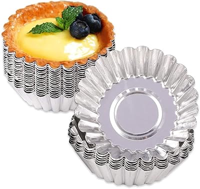 Delfino 24 pièces moules à tarte aux oeufs, moule à tarte antiadhésif réutilisable