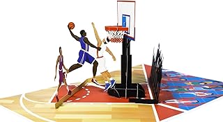 Carte pop-up fanion de basket-ball, vierge 3d faite à la main avec enveloppe