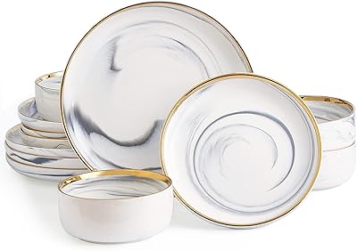 Ensemble de plats et bols bokini pour 4 personnes, ensemble de couverts dorés