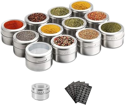 Wechip 12 pièces pots à épices magnétiques lando récipients de pots à épices en acier inoxydable organisateur de pots à épices les organisateurs d'épices comprennent 120 étiquettes. Électroménager, mode, beauté... Diaytar a tout en stock