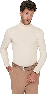 Pull en tricot à col roulé trendyol man basic slim standard pour homme