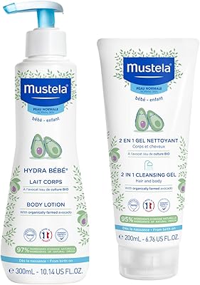 Mustela gel nettoyant 2 en 1, 200 ml + mustela hydra bébé lait