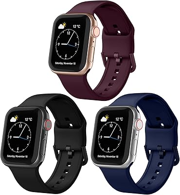 Agk bracelet de rechange sport en silicone souple et respirant compatible avec apple