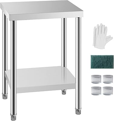 Hxcfyp table de préparation et de travail en acier inoxydable 24" x 18"