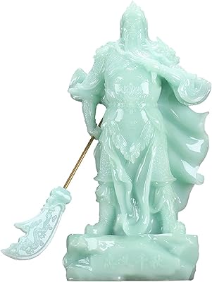 Wwart feng shui guan gong statue, jade chinois guangong tenir épée sculpture